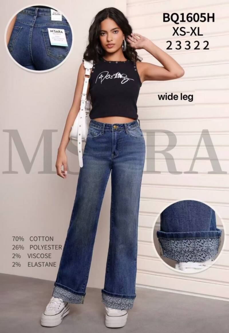 Spodnie jeansy damskie Roz XS-XL, 1 Kolor Paczka 12 szt
